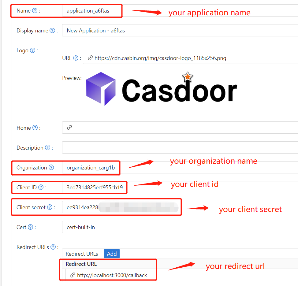 Casdoor Application Setting